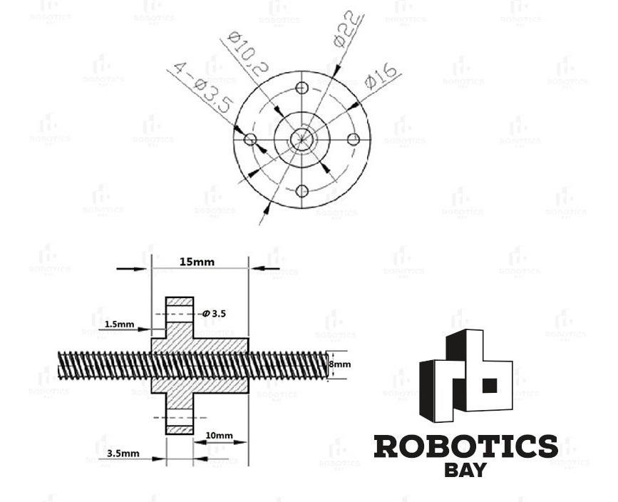 Tuerca Thsl T8 2x2 Bronce Para Varilla Roscada 8mm Acme Cnc