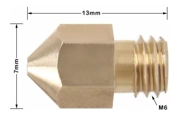 Pico Nozzle Mk7 Mk8 De 1,0 Mm P/ Filamento 1,75 Impresora 3d