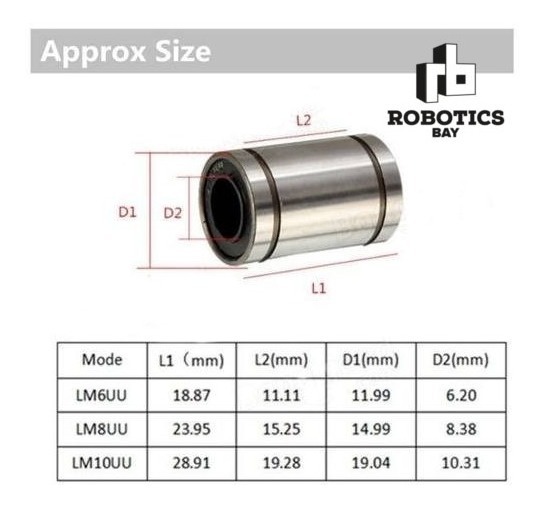 Rodamiento Lineal 6mm Lm6uu Impresora 3d Cnc Prusa I3