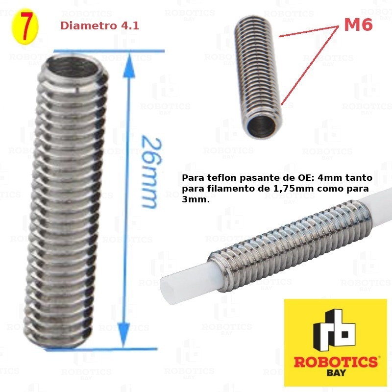 Garganta Barrel Hotend Mk8 Impresora 3d