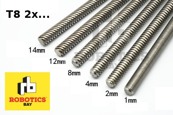 Tornillo Thsl T8 2x8 300mm 30cm Acme Cnc Varilla Roscada