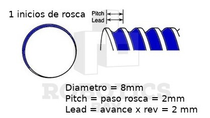 Tornillo Thsl T8 2x2 8mm 100mm 10cm Acme Cnc Varilla Roscada