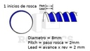 Tornillo Thsl T8 2x2 8mm 100mm 10cm Acme Cnc Varilla Roscada