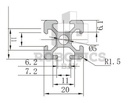 Perfil Aluminio Tipo Bosch 2020 1 Mt Impresora 3d Cnc Estruc