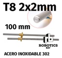 Tornillo Thsl T8 2x2 8mm 100mm 10cm Acme Cnc Varilla Roscada