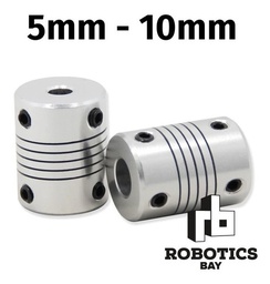 [P778267211] Acople Flexible 5x10 Aluminio 5mm-10mm Nema Impresora 3d