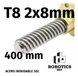 [P778504143] Tornillo Thsl 8mm T8 2x8 400mm 40cm Acme Cnc Varilla Roscada