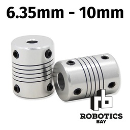 [P813604532] Acople Flexible 6.35x10 Aluminio 6.35-10mm Nema Impresora 3d