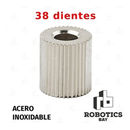 [P838642462] Polea Dentada Extrusor Hobbed 38 Dientes Eje 5mm Acero Inox.